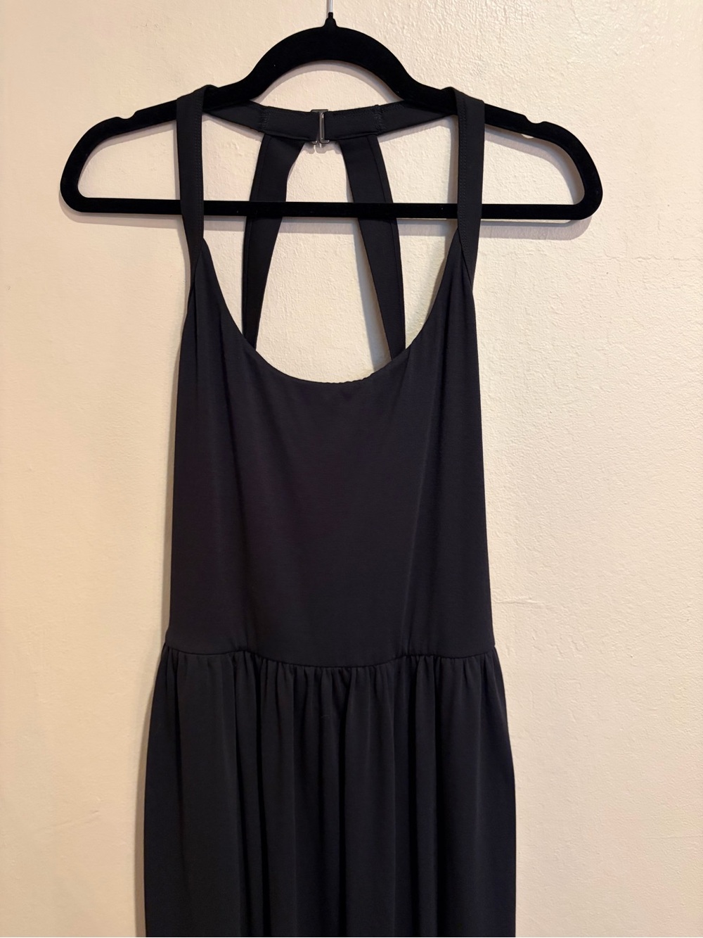 Halara U-neck Pocket Harem Black Casual Jumpsuit, Knot Back, Size XL - Picture 2 of 8